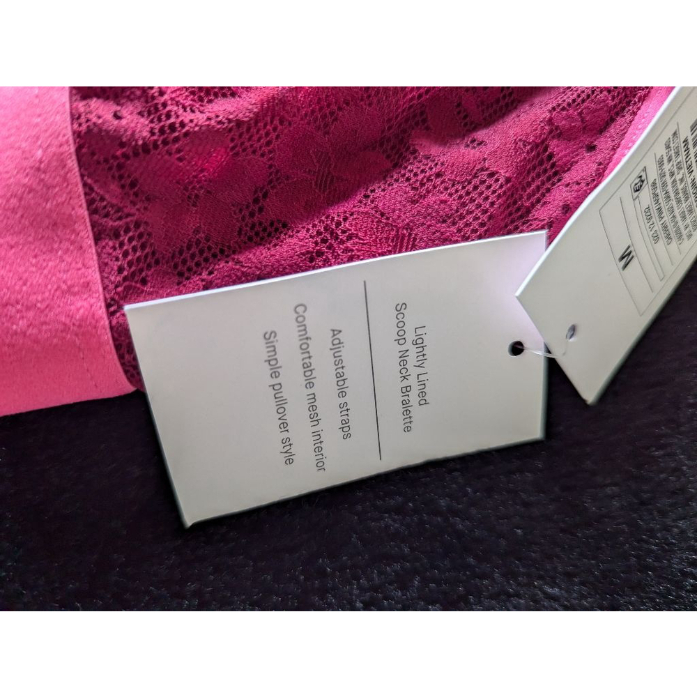 NWT Auden Cherry Pink Lace Bralette M - Picture 3 of 5
